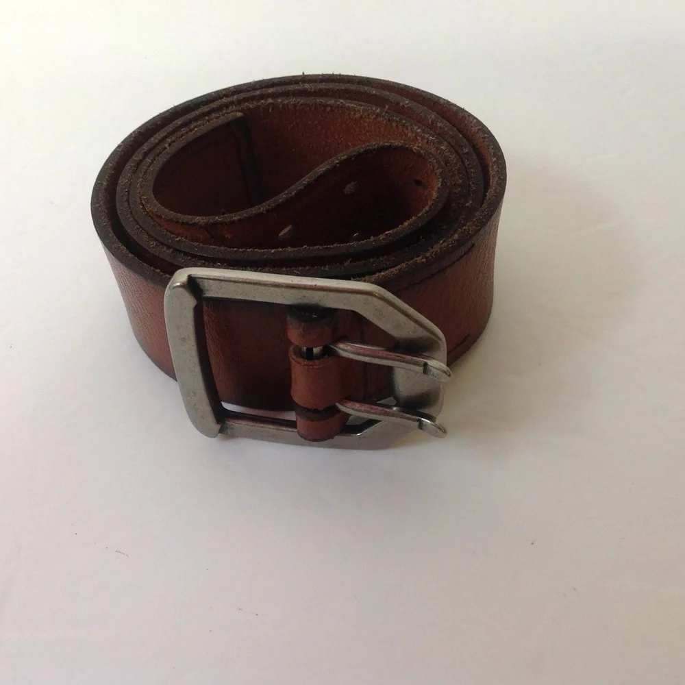 Vintage Brown Leather Belt Bucket Rugged Saddle